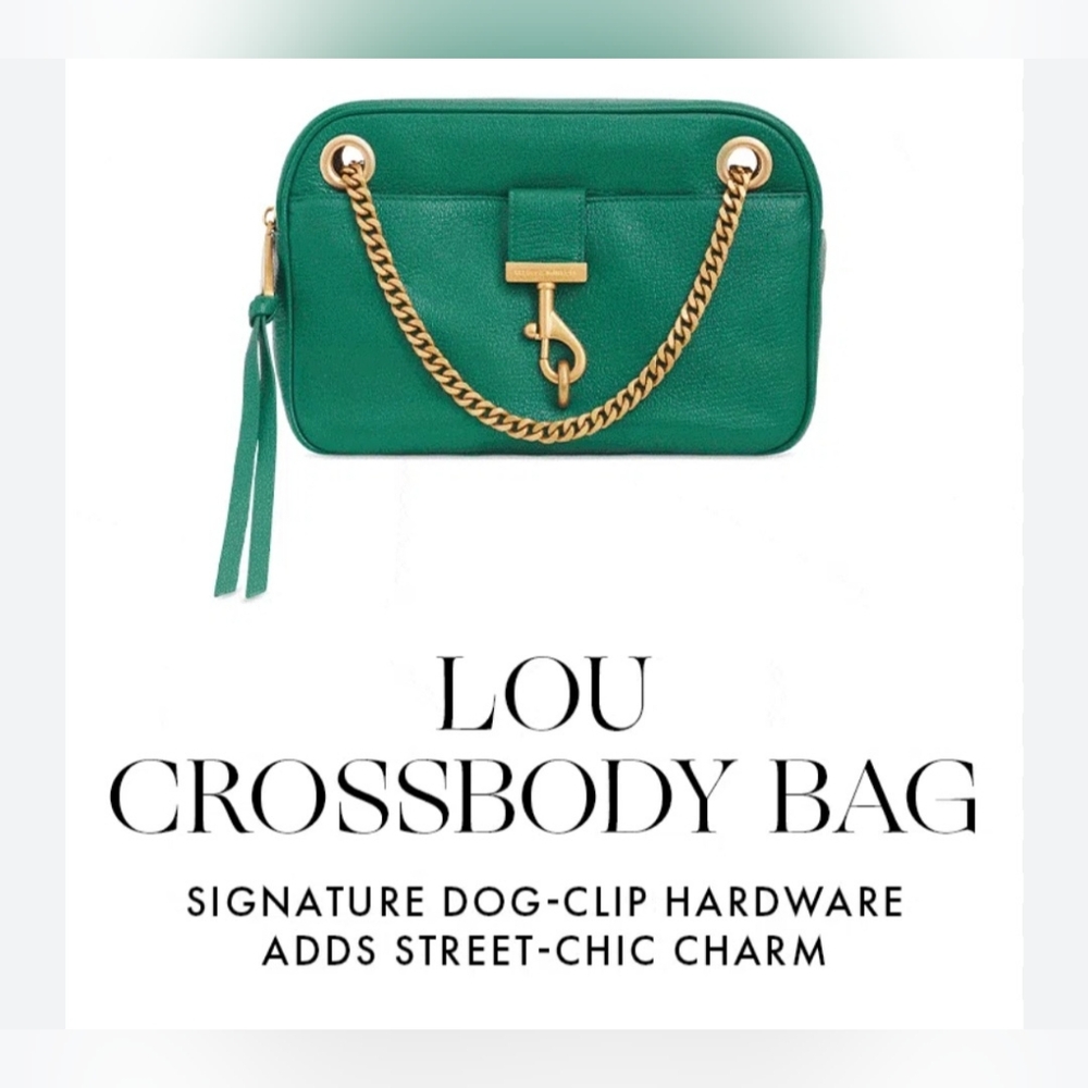 Rebecca Minkoff Lou shoulder bag green leather brushed gold hardware